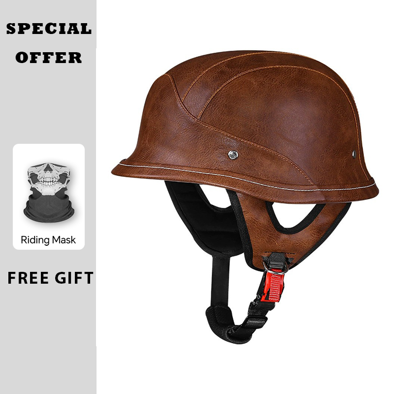 Vintage Open Face Retro Helmet - Кожаный полушлем, винтажные мотоциклетные шлемы с