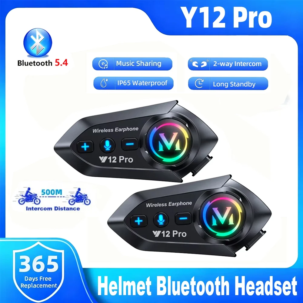 Full Face Motorcycle Helmet With Bluetooth - Мотоциклетный шлем Y12 Pro с Bluetooth-интеркомом,