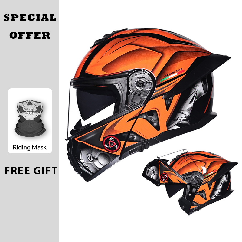 Dual Visor Motorcycle Racing Helmet - Мотоциклетный откидной шлем с двойным козырьком,