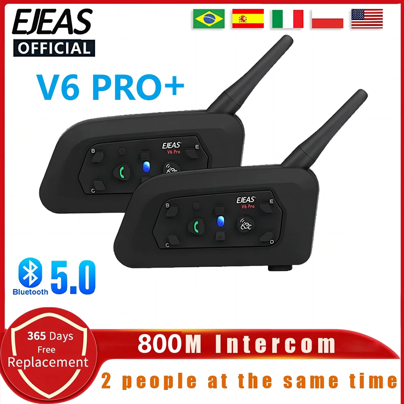 Universal Motorcycle Helmet Intercom Headset - EJEAS V6 PRO + гарнитура для