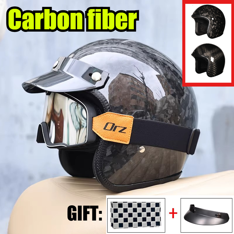 Carbon Fiber Lightweight Motorcycle Helmet - Мотошлем из карбона 2026 года, винтажный,