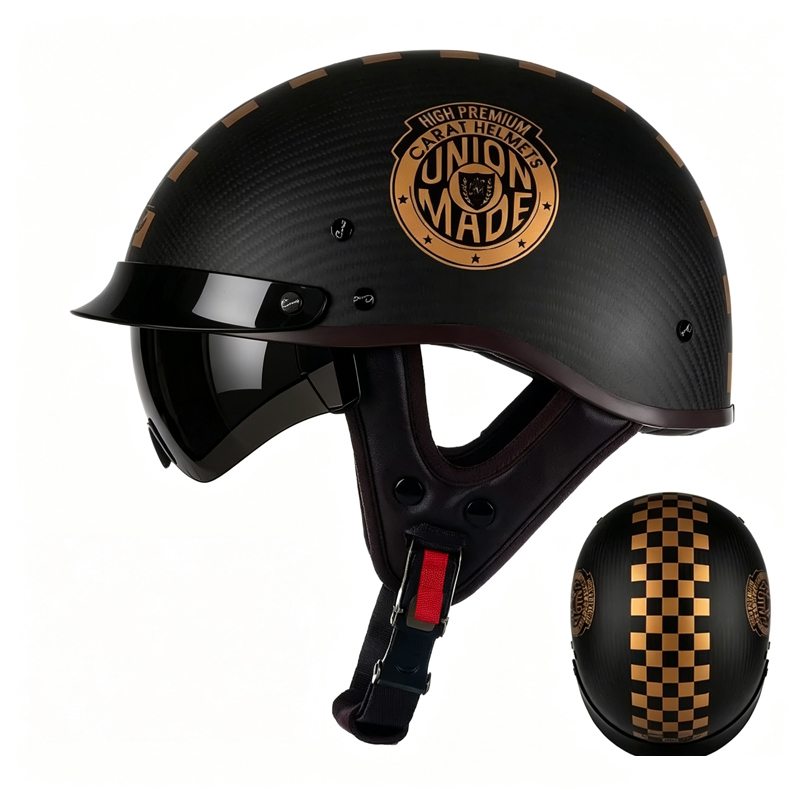 Carbon Fiber Lightweight Motorcycle Helmet - Мотоциклетный шлем из углеродного волокна, ретро-дизайн,