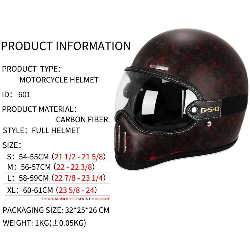 Новый ретро-шлем из углеродног – обзор и цена Carbon Fiber Lightweight Motorcycle Helmet