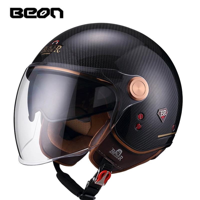 BEON BR-20 углеродное волокно  – обзор и цена Vintage Open Face Retro Helmet
