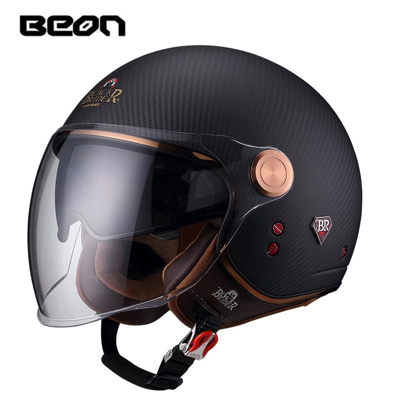 BEON BR-20 углеродное волокно  – обзор и цена Vintage Open Face Retro Helmet
