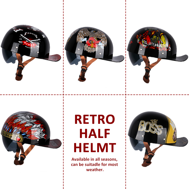 Мотоциклетный шлем Uchoose, ви – обзор и цена Vintage Open Face Retro Helmet