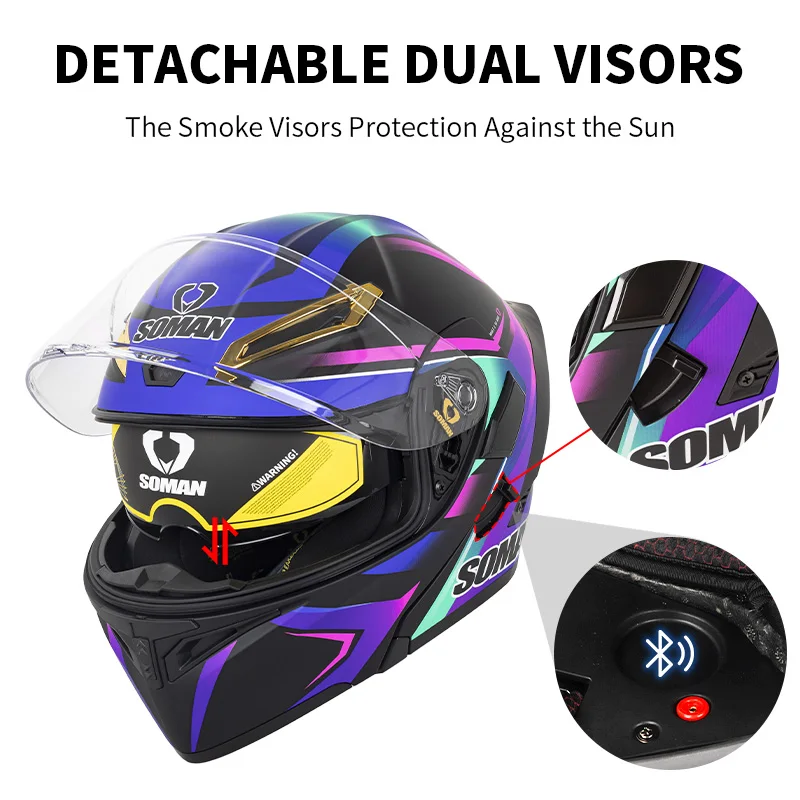 SOMAN анфас шлем с двумя линза – обзор и цена Dual Visor Motorcycle Racing Helmet