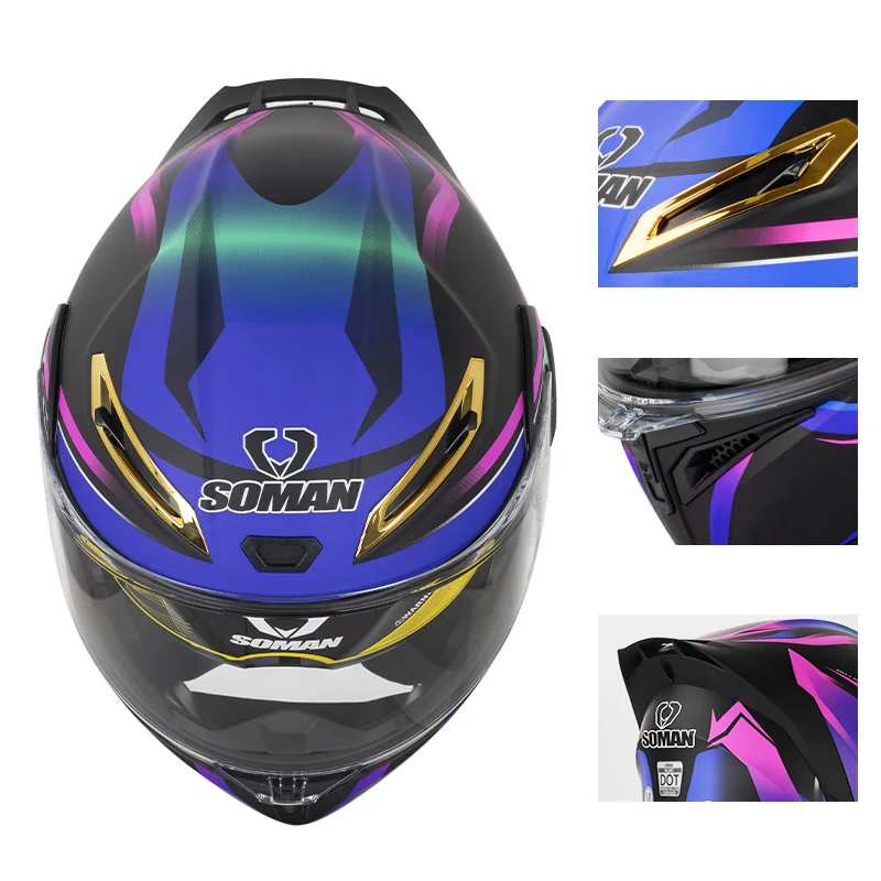SOMAN анфас шлем с двумя линза – обзор и цена Dual Visor Motorcycle Racing Helmet