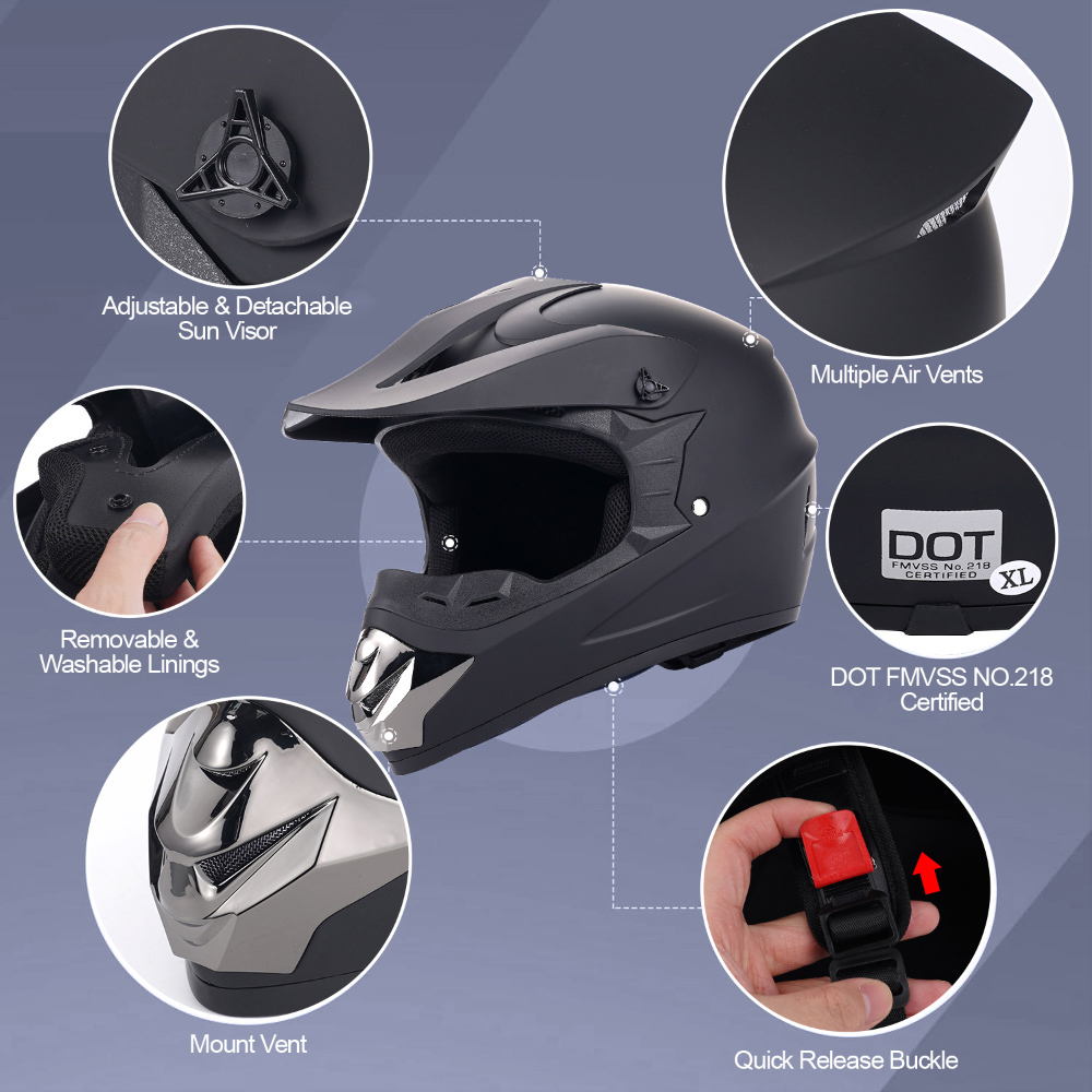 Мотошлем для бездорожья, компл – обзор и цена Off Road Motocross Helmet Goggles Set
