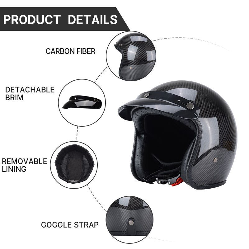 Суперлегкий винтажный шлем из  – обзор и цена Carbon Fiber Lightweight Motorcycle Helmet