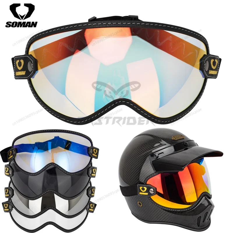 Мотоциклетные очки SOMAN в вин – обзор и цена Vintage Open Face Retro Helmet